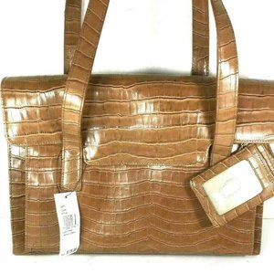 Jones New York Cognac Brown Faux Leather Tote Bag